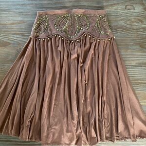 NWOT Plenty by Tracy Reese Embellished Tan Midi Skirt
